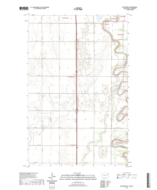 Big Woods SW North Dakota US Topo Map Image