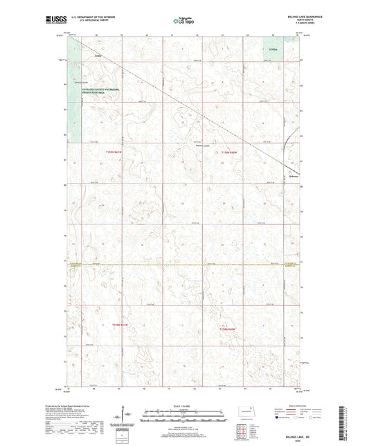 Billings Lake North Dakota US Topo Map Image