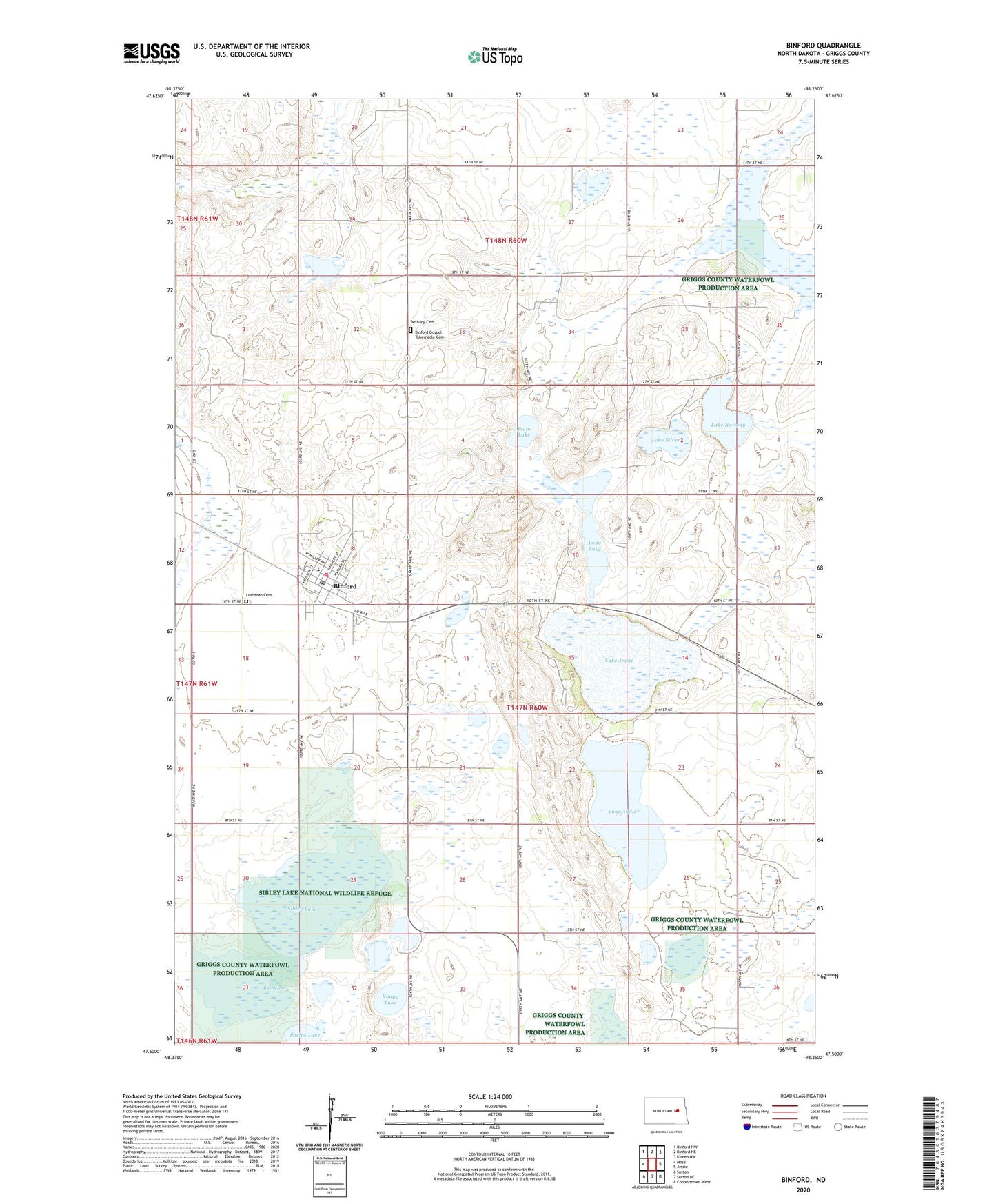 Binford North Dakota US Topo Map Image