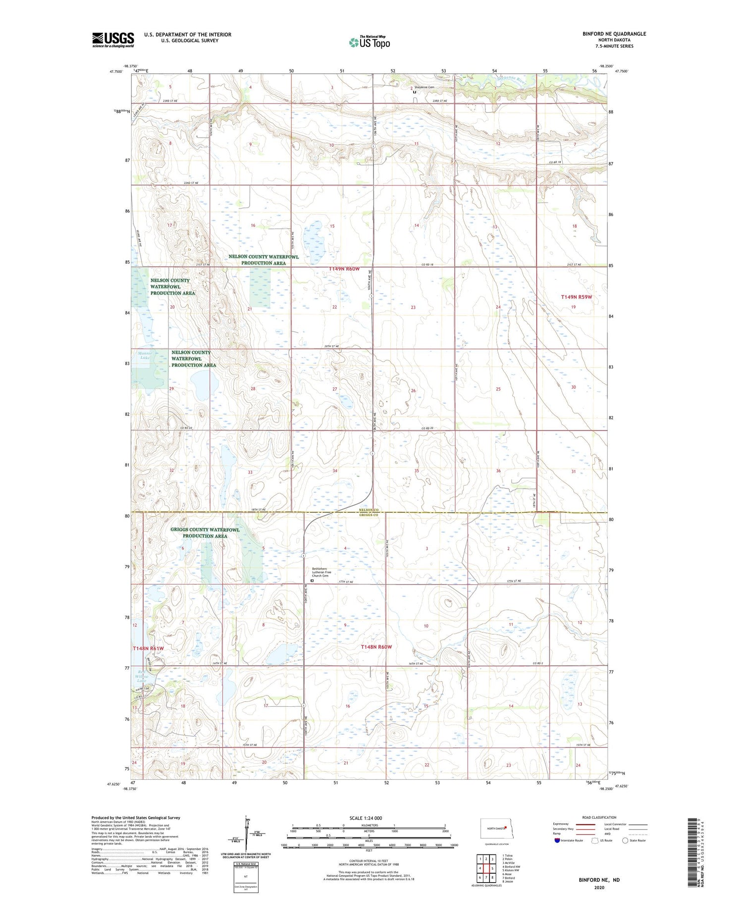 Binford NE North Dakota US Topo Map Image
