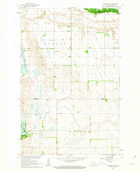 Classic USGS Binford NE North Dakota 7.5'x7.5' Topo Map Image