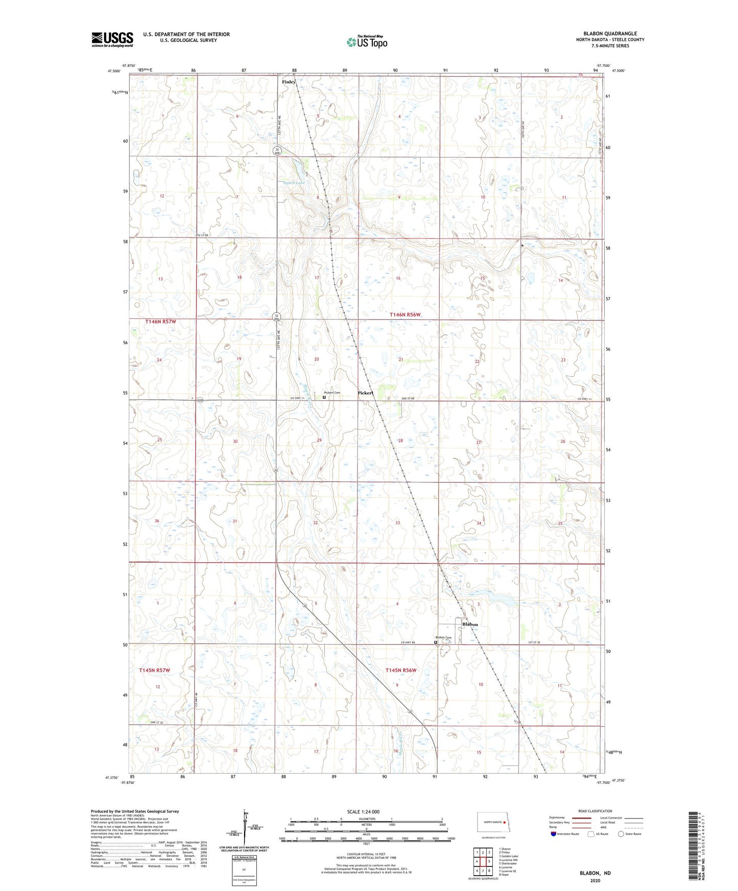 Blabon North Dakota US Topo Map Image