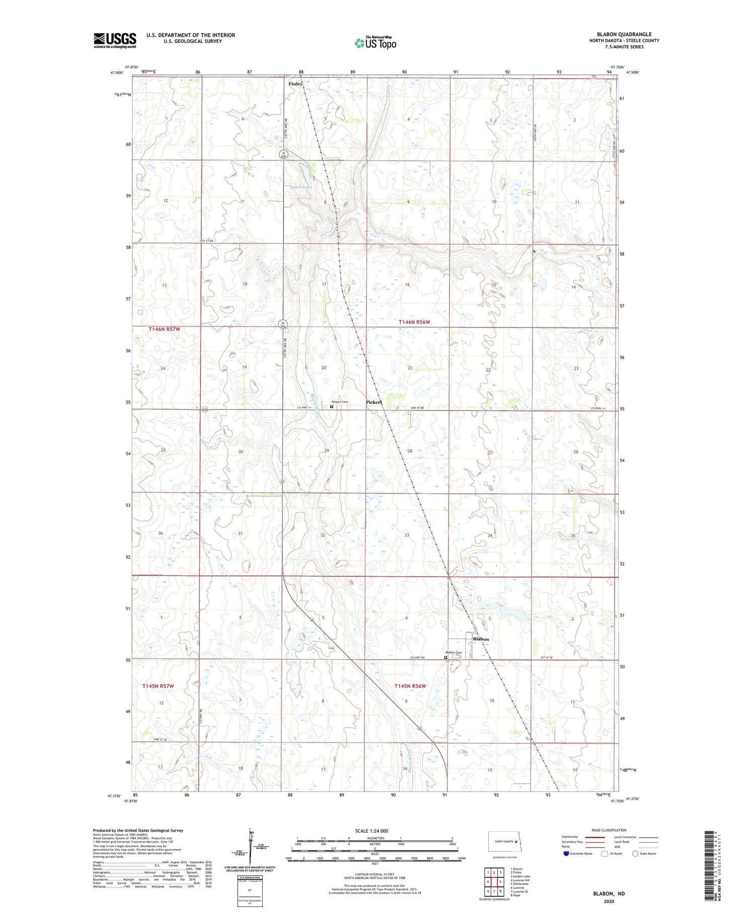 Blabon North Dakota US Topo Map Image