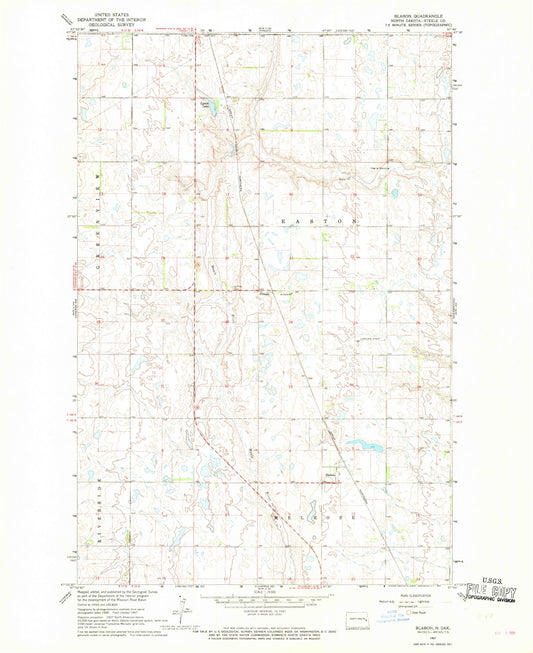 Classic USGS Blabon North Dakota 7.5'x7.5' Topo Map Image