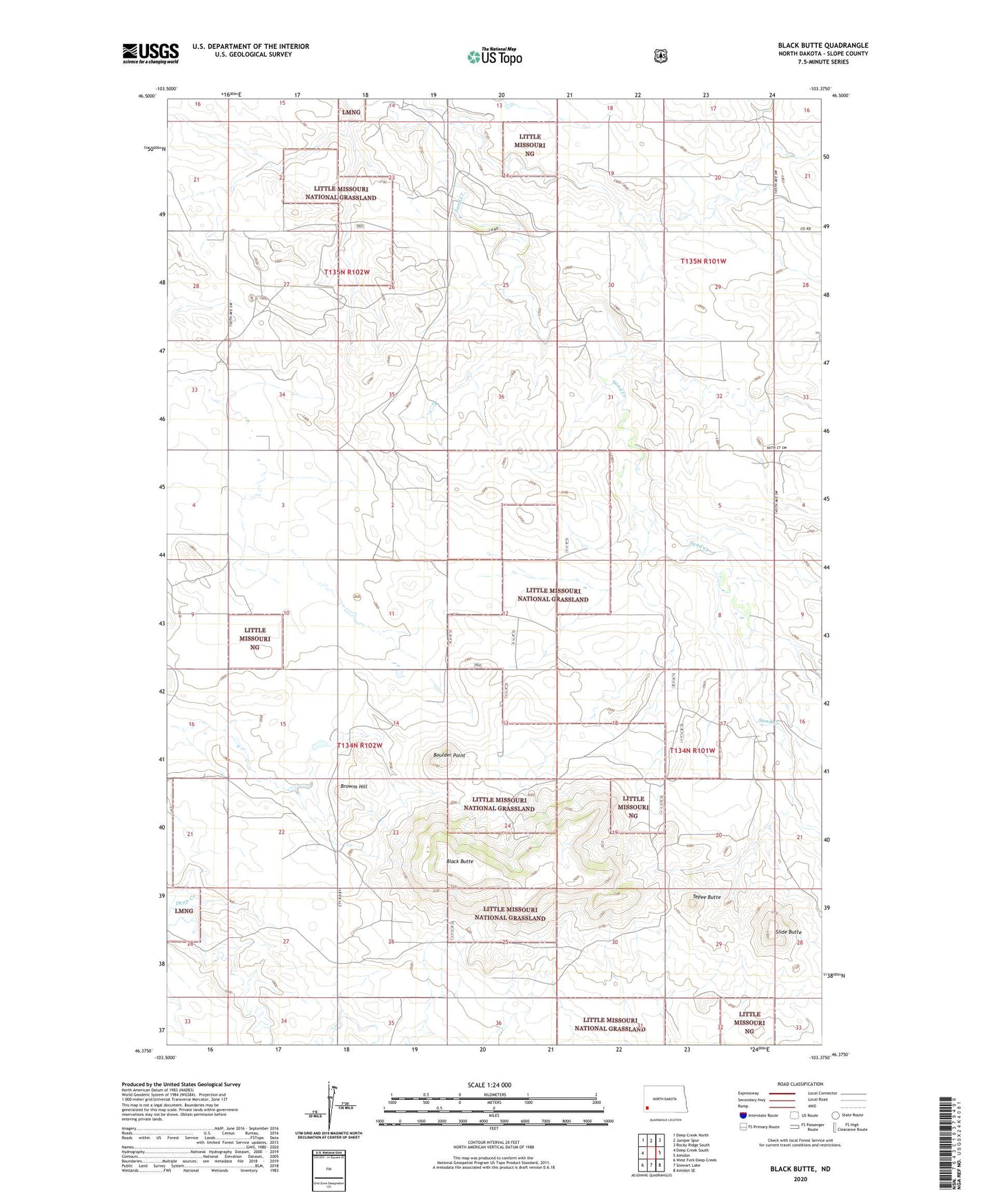 Black Butte North Dakota US Topo Map Image