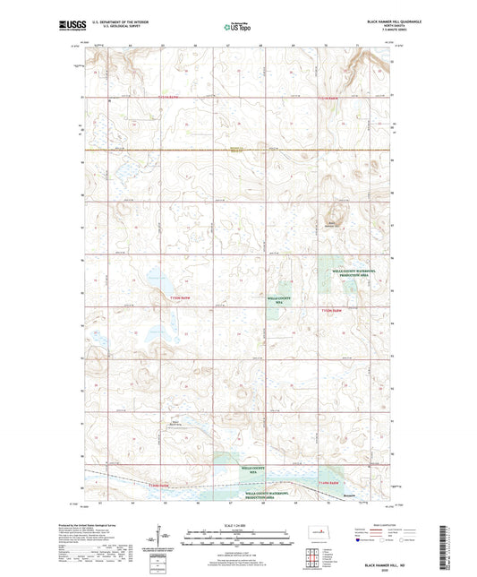 Black Hammer Hill North Dakota US Topo Map Image