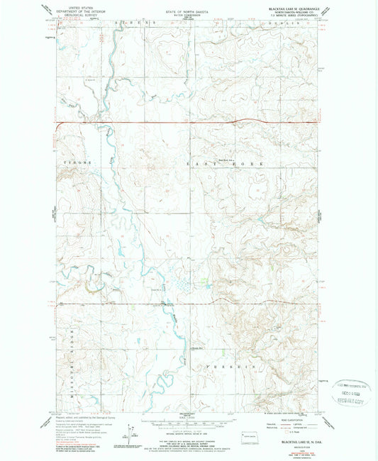 Classic USGS Blacktail Lake SE North Dakota 7.5'x7.5' Topo Map Image