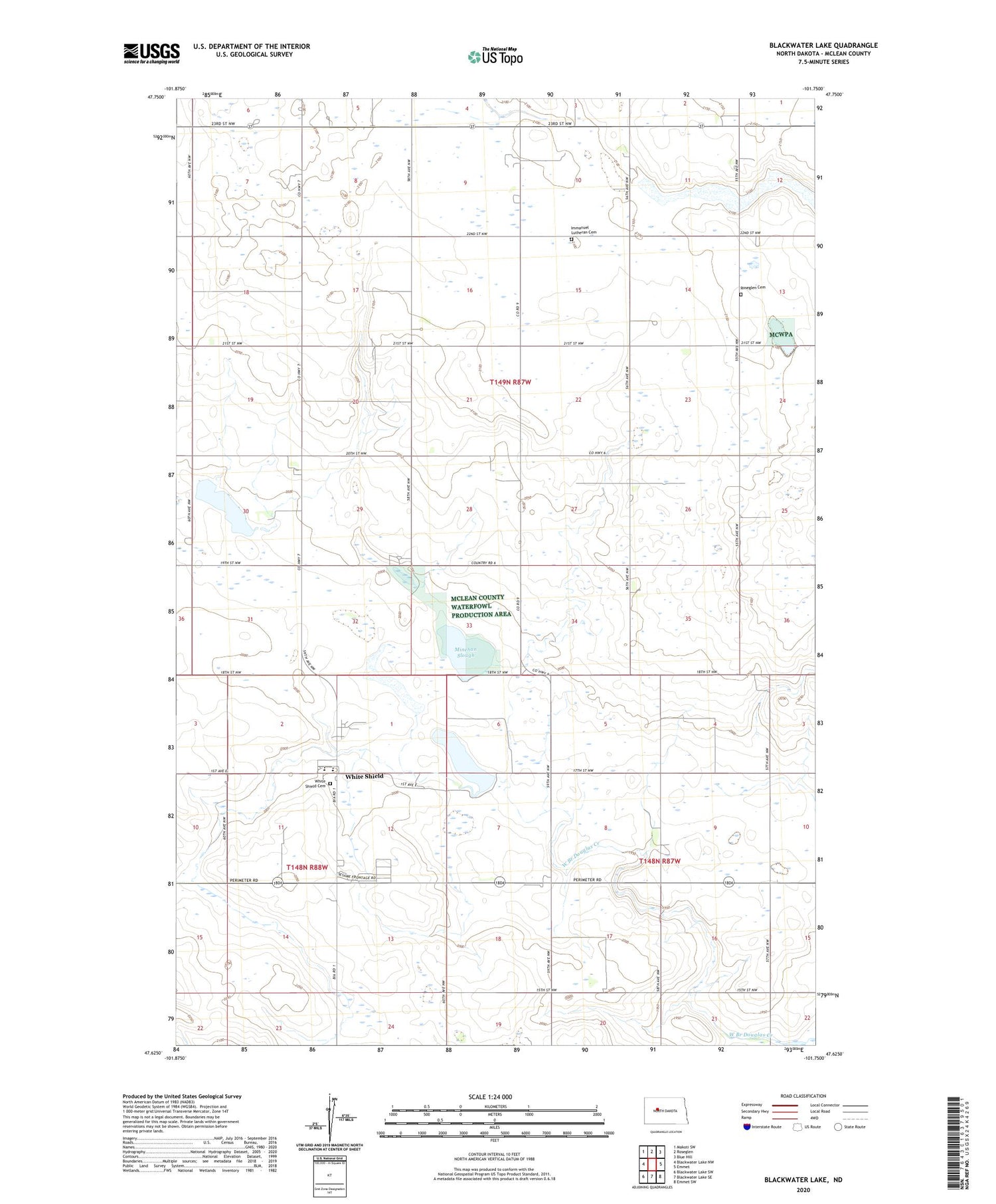 Blackwater Lake North Dakota US Topo Map Image