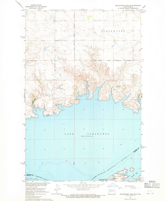 Classic USGS Blackwater Lake SE North Dakota 7.5'x7.5' Topo Map Image