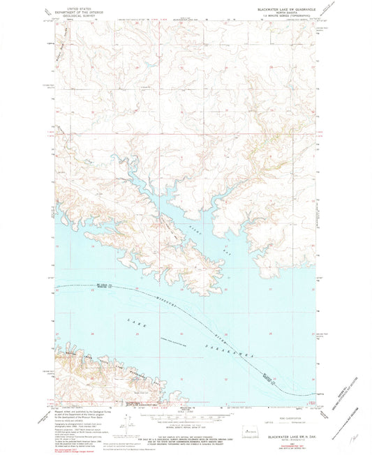 Classic USGS Blackwater Lake SW North Dakota 7.5'x7.5' Topo Map Image