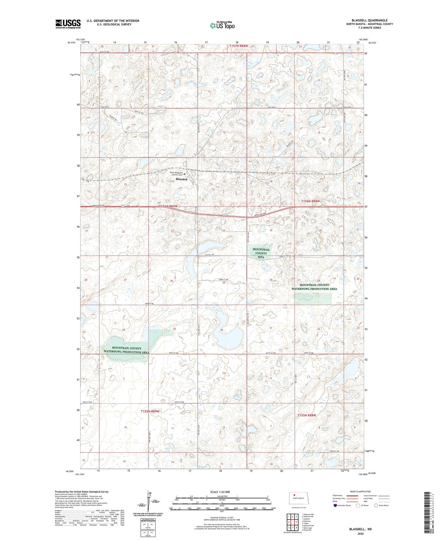 Blaisdell North Dakota US Topo Map Image