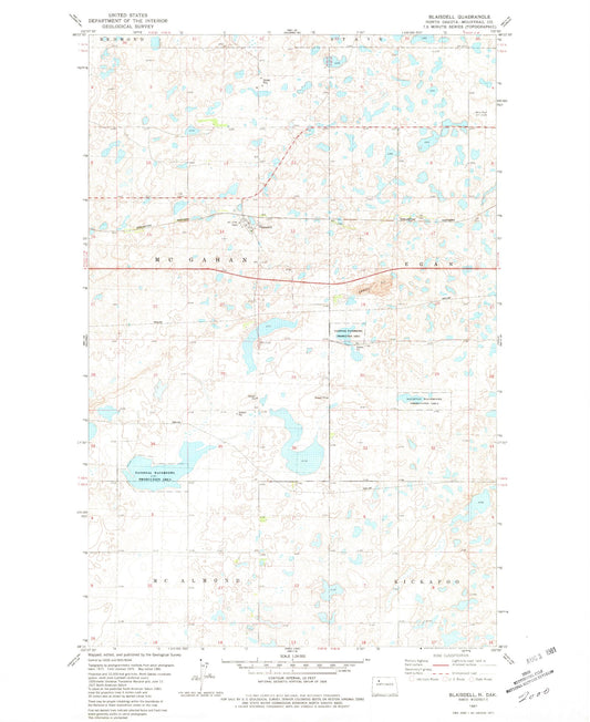 Classic USGS Blaisdell North Dakota 7.5'x7.5' Topo Map Image