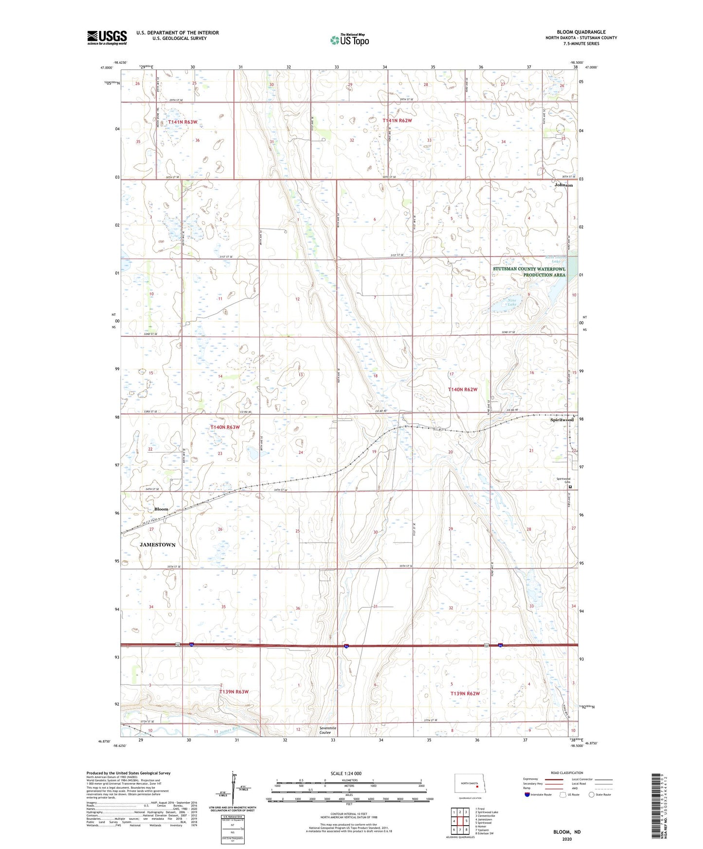 Bloom North Dakota US Topo Map Image