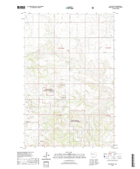 Blue Buttes North Dakota US Topo Map Image