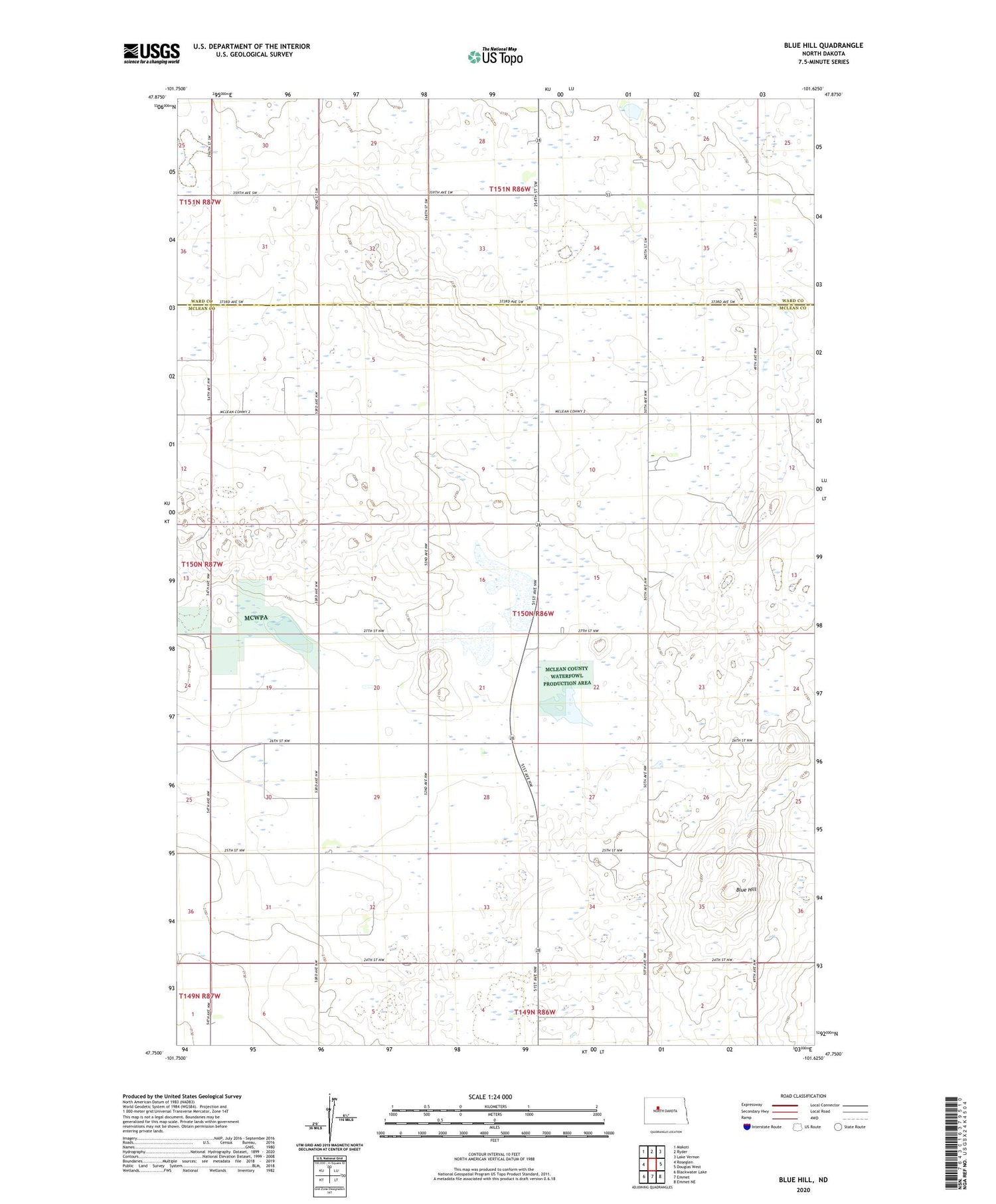 Blue Hill North Dakota US Topo Map Image