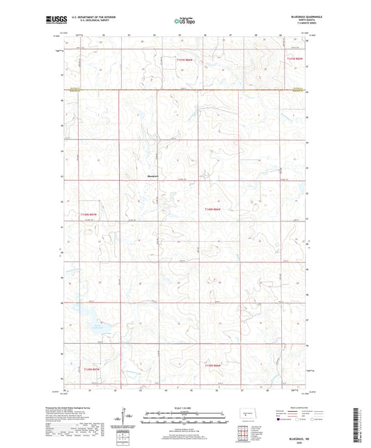 Bluegrass North Dakota US Topo Map Image