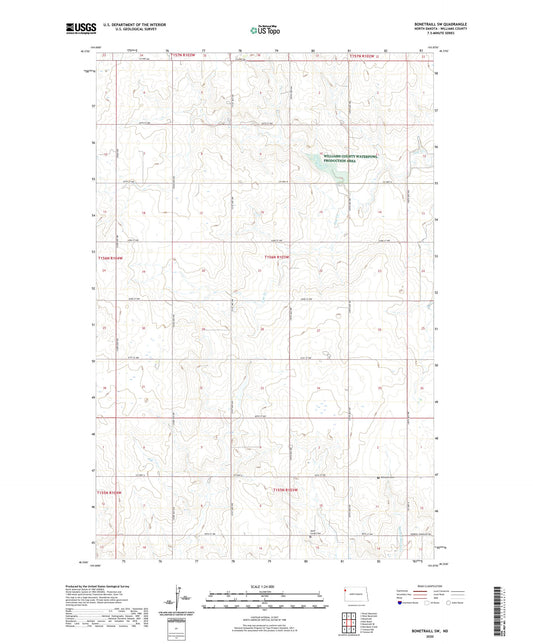 Bonetraill SW North Dakota US Topo Map Image