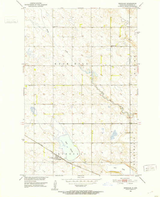 Classic USGS Bordulac North Dakota 7.5'x7.5' Topo Map Image