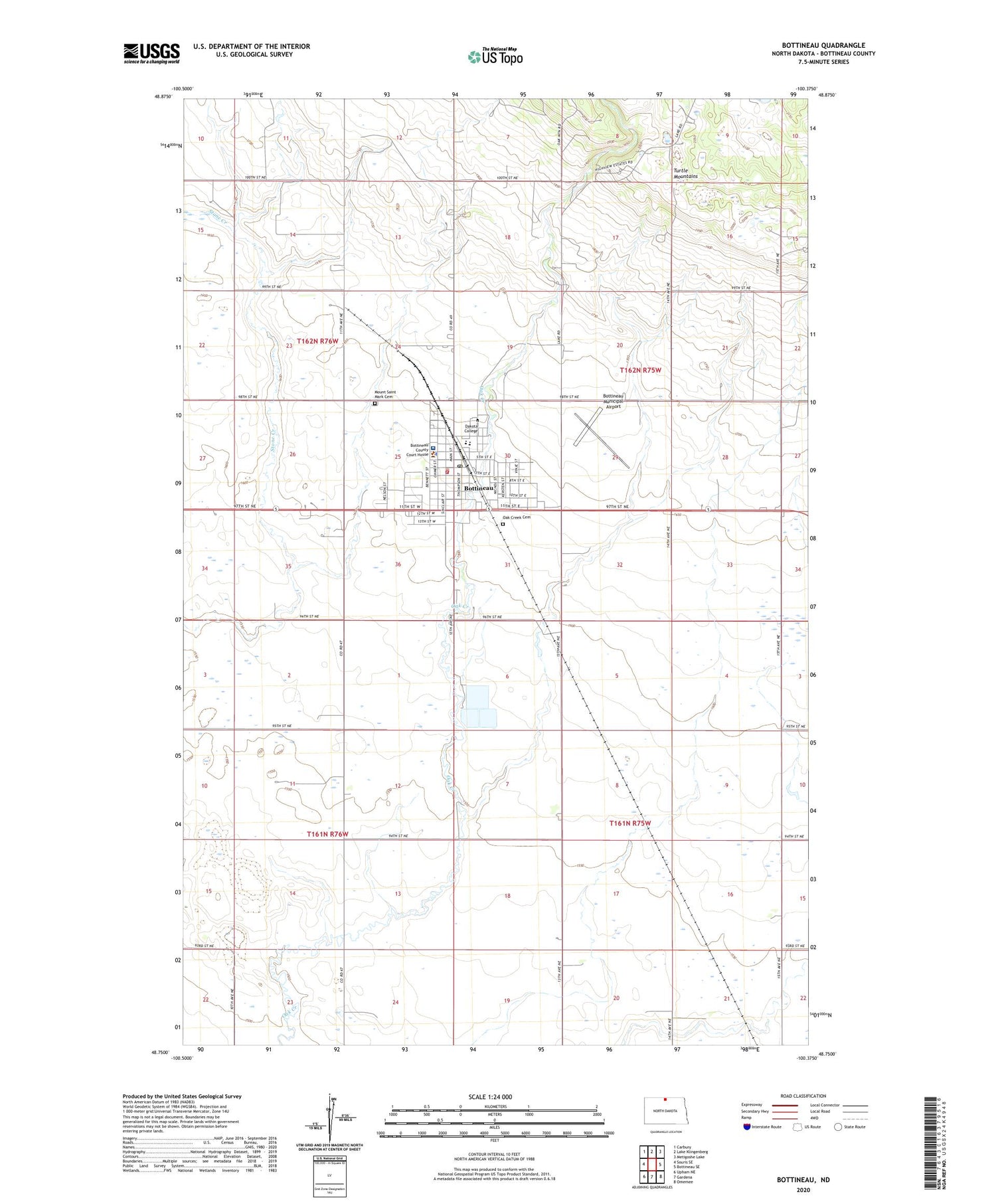 Bottineau North Dakota US Topo Map Image