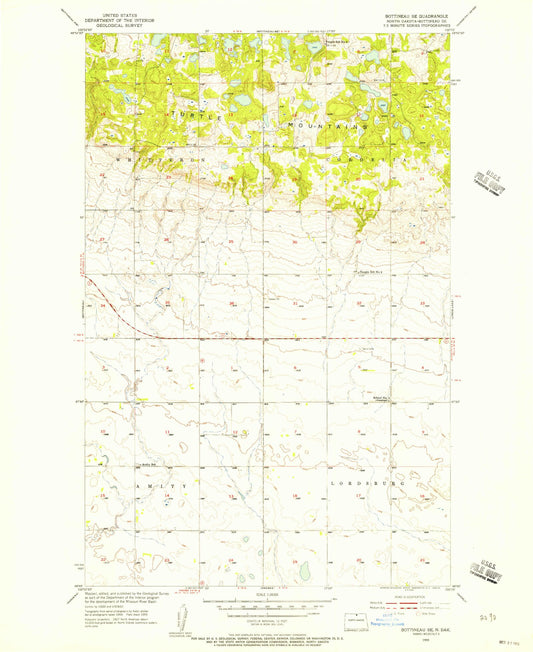 Classic USGS Bottineau SE North Dakota 7.5'x7.5' Topo Map Image