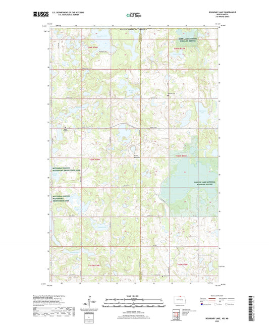 Boundary Lake North Dakota US Topo Map Image