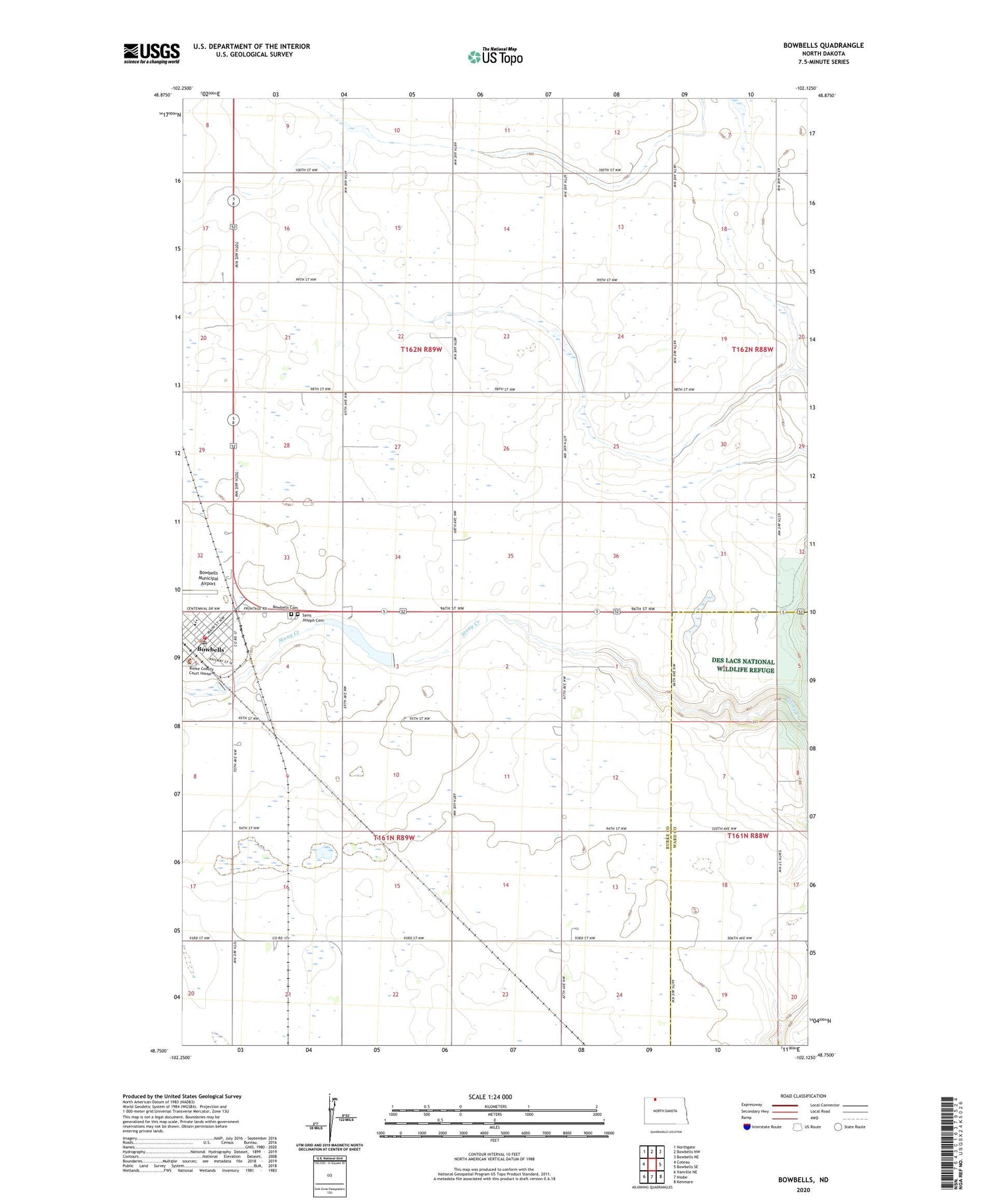 Bowbells North Dakota US Topo Map Image