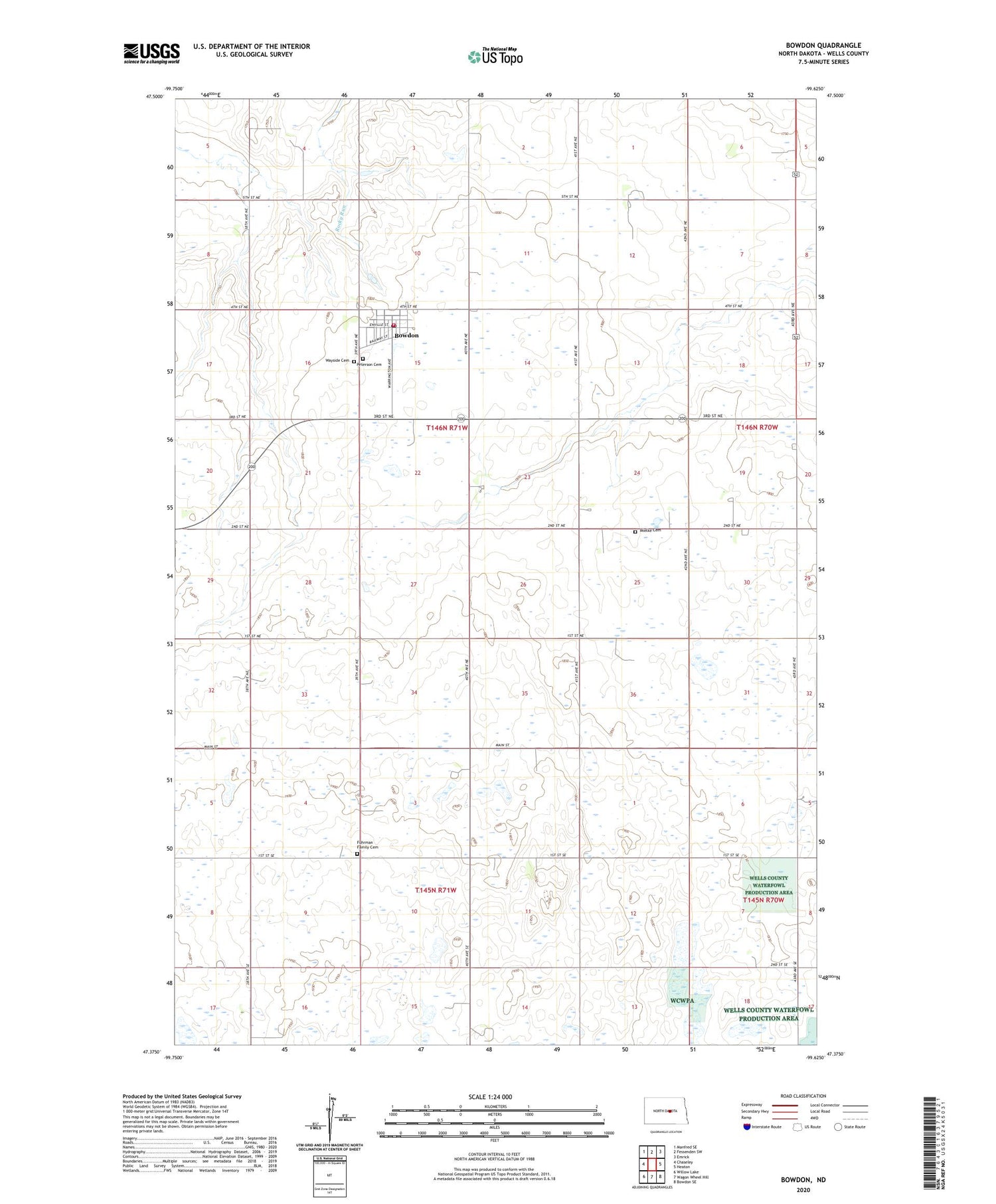 Bowdon North Dakota US Topo Map Image