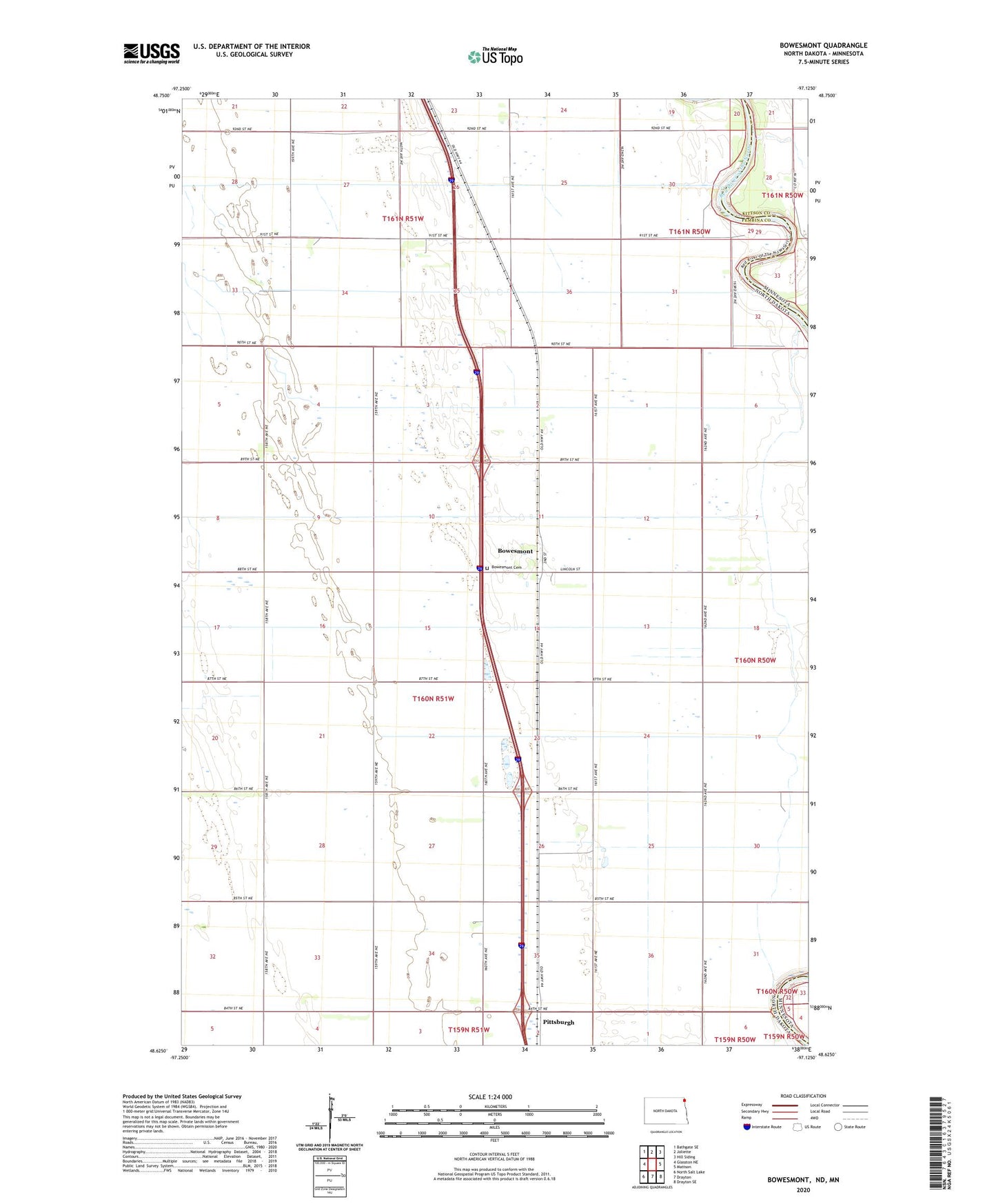 Bowesmont North Dakota US Topo Map Image