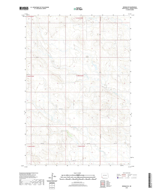 Bowman SW North Dakota US Topo Map Image