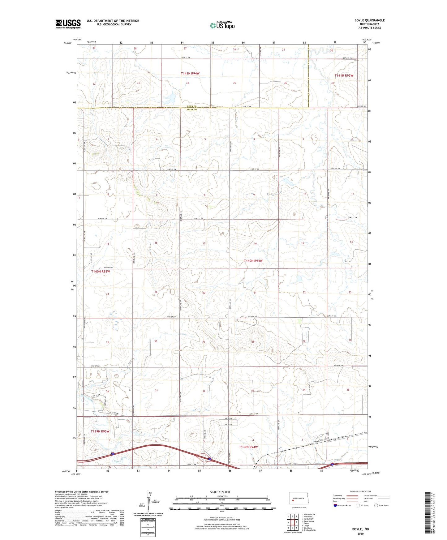 Boyle North Dakota US Topo Map Image