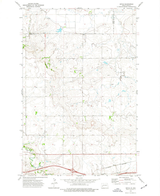 Classic USGS Boyle North Dakota 7.5'x7.5' Topo Map Image