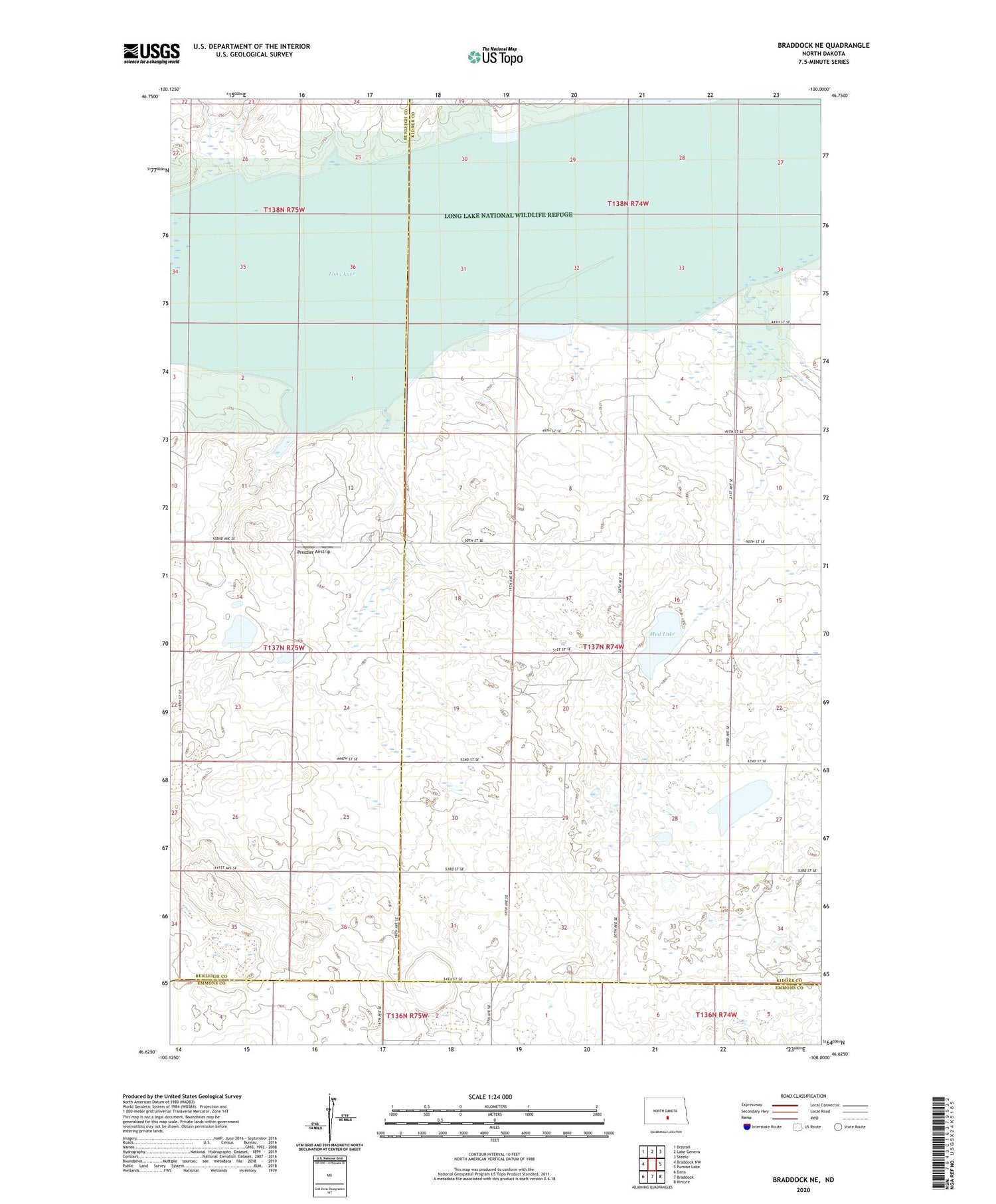 Braddock NE North Dakota US Topo Map Image