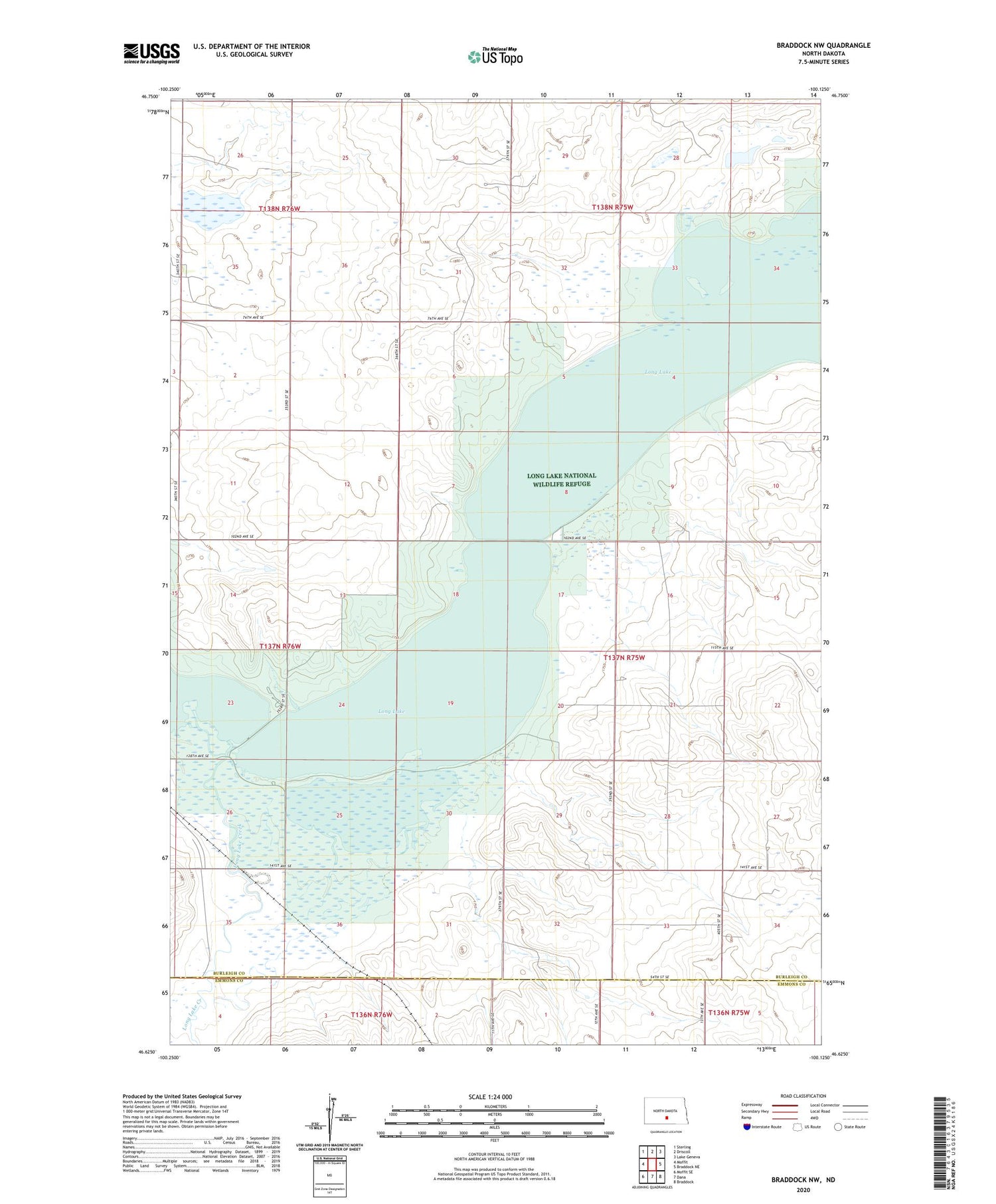 Braddock NW North Dakota US Topo Map Image