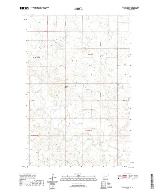 Bratburg Butte North Dakota US Topo Map Image