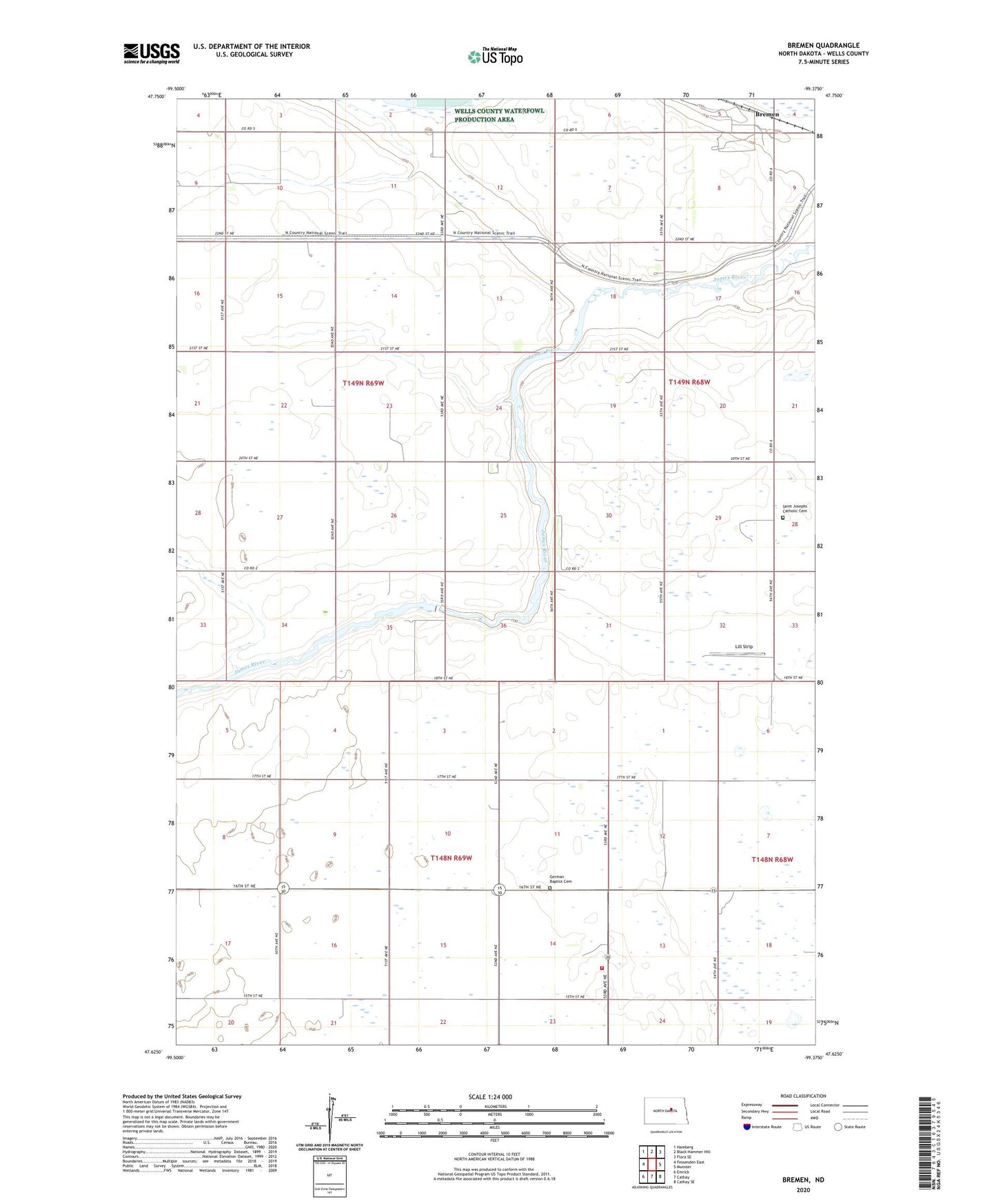 Bremen North Dakota US Topo Map Image