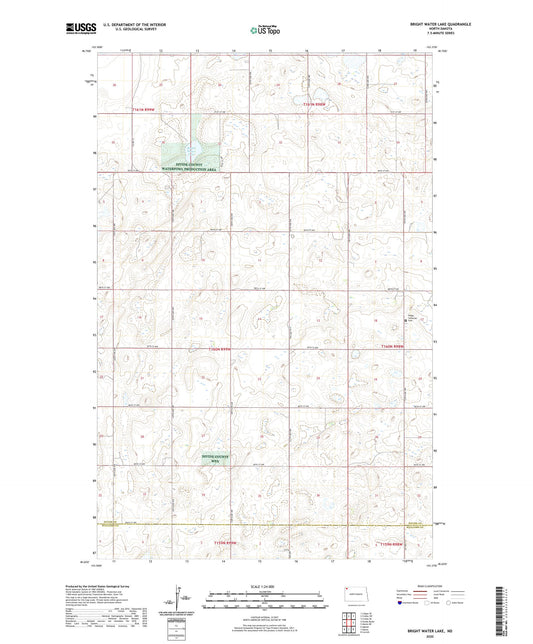 Bright Water Lake North Dakota US Topo Map Image