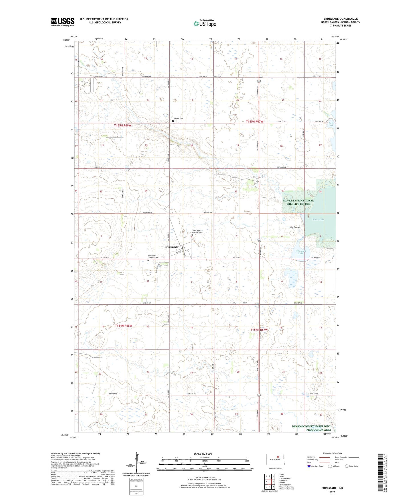 Brinsmade North Dakota US Topo Map Image