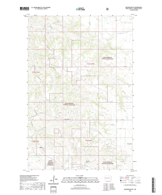 Buckskin Butte North Dakota US Topo Map Image