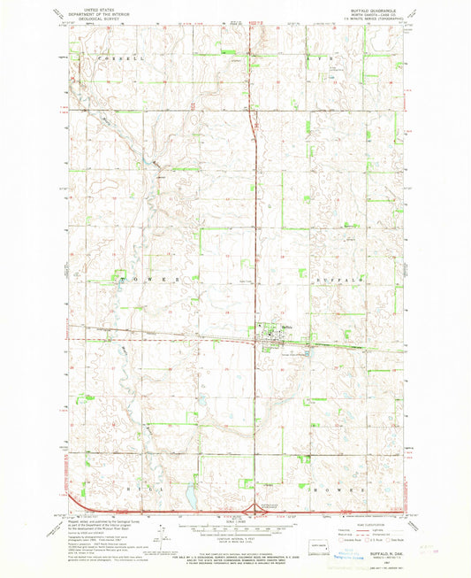 Classic USGS Buffalo North Dakota 7.5'x7.5' Topo Map Image