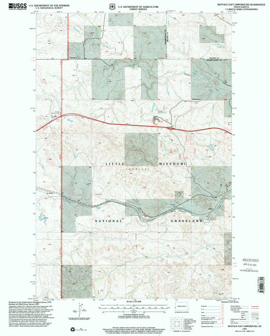 Classic USGS Buffalo Gap Campground North Dakota 7.5'x7.5' Topo Map Image