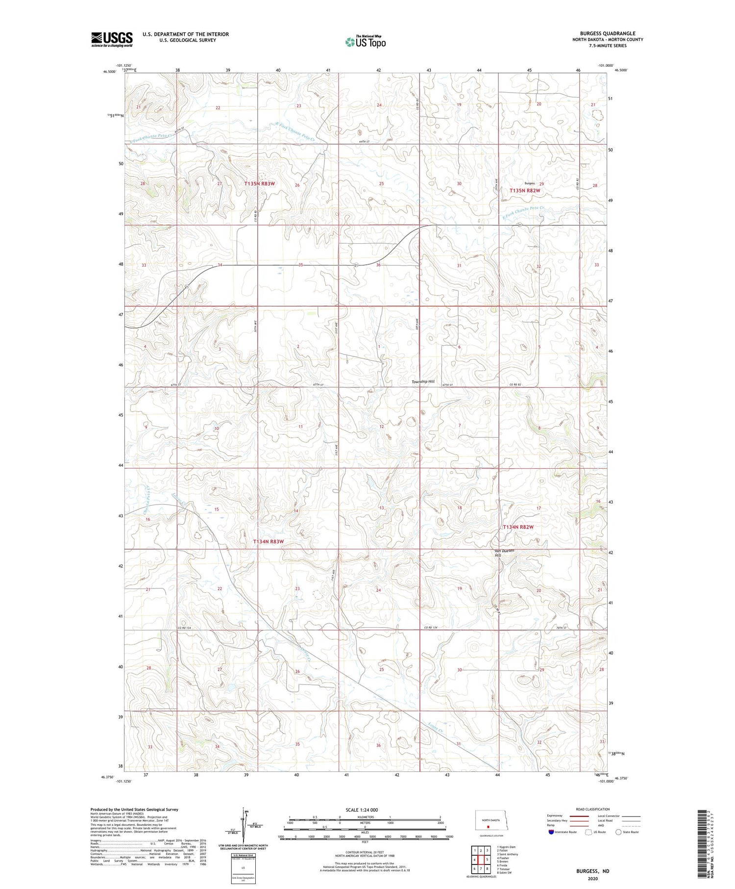 Burgess North Dakota US Topo Map Image