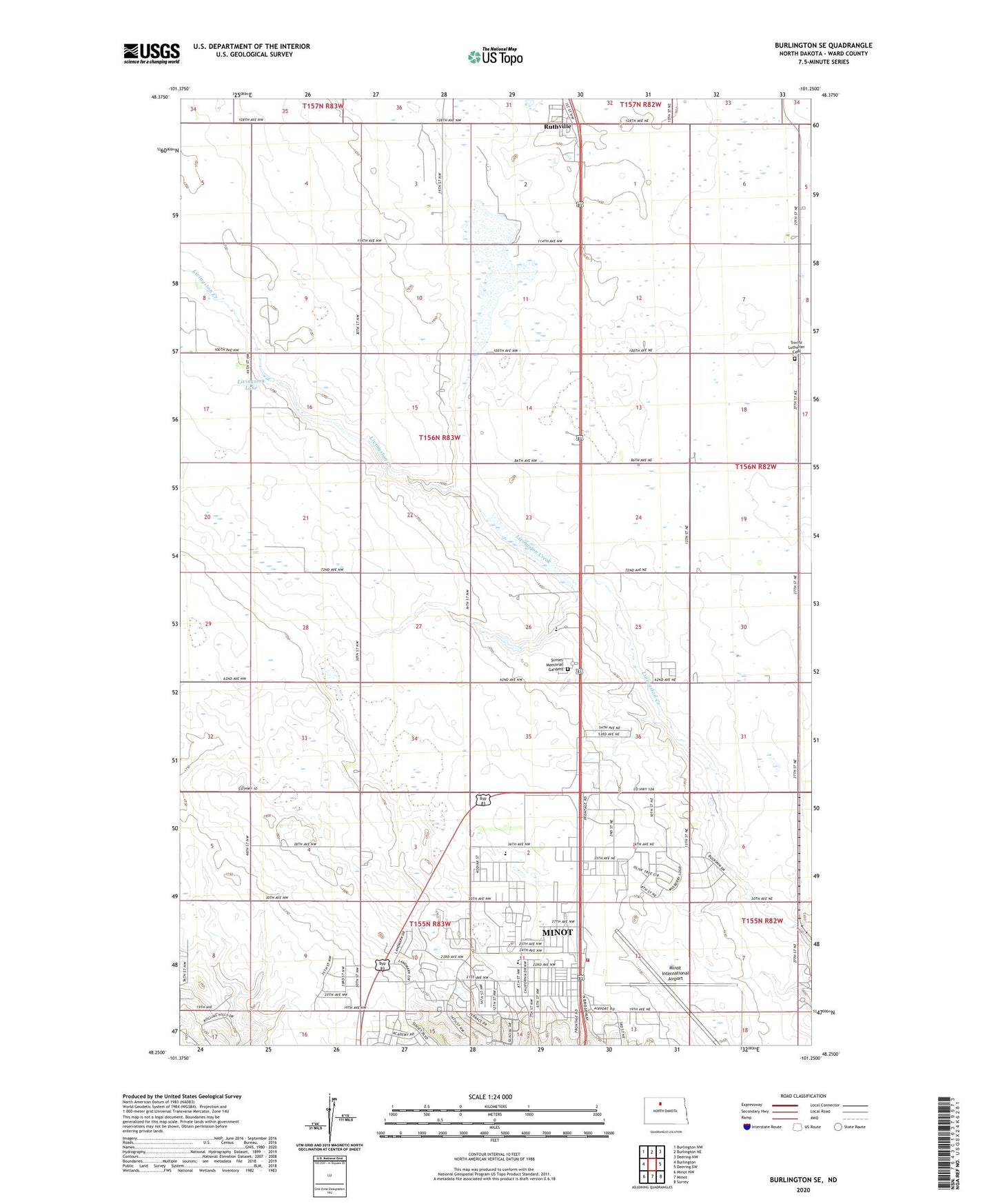 Burlington SE North Dakota US Topo Map Image
