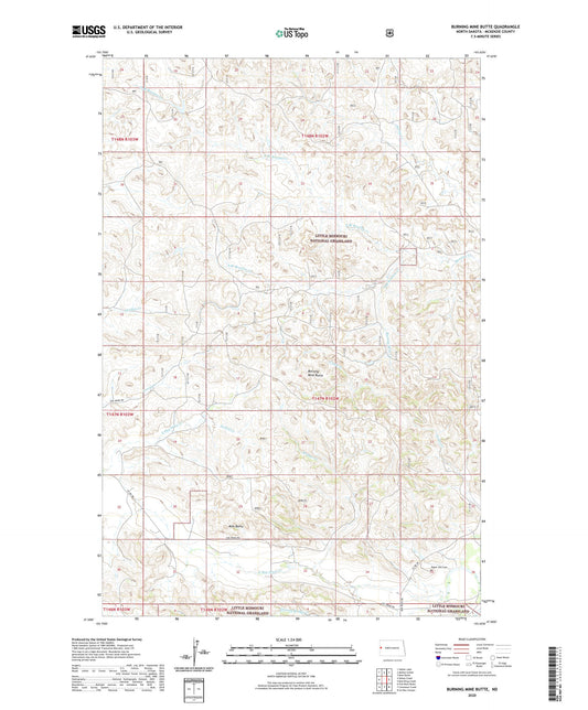 Burning Mine Butte North Dakota US Topo Map Image