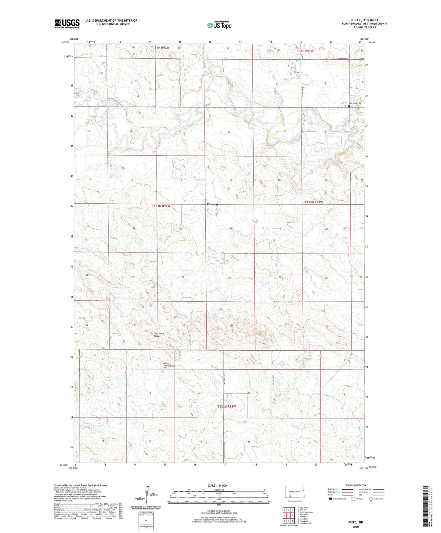 Burt North Dakota US Topo Map Image