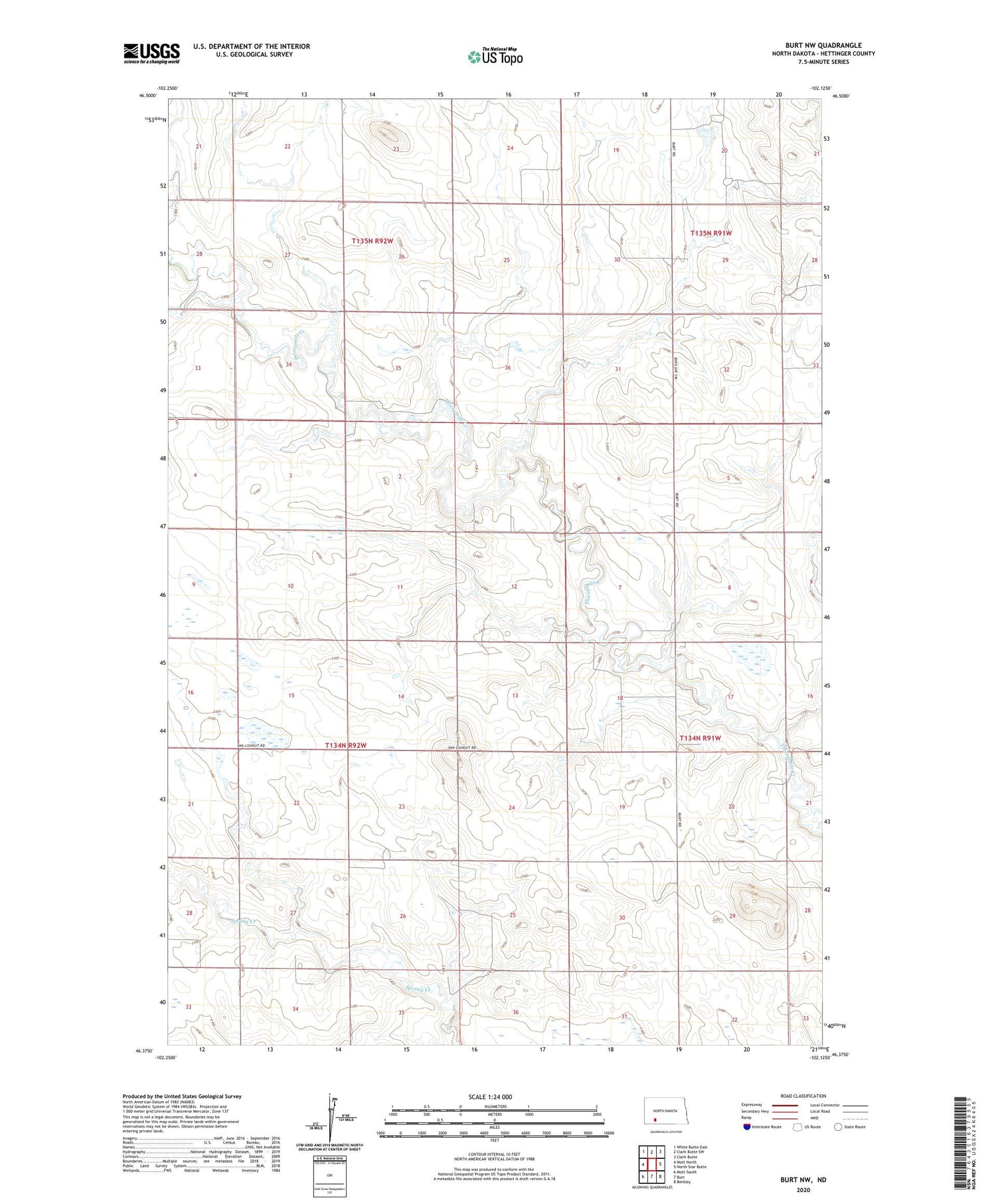 Burt NW North Dakota US Topo Map Image