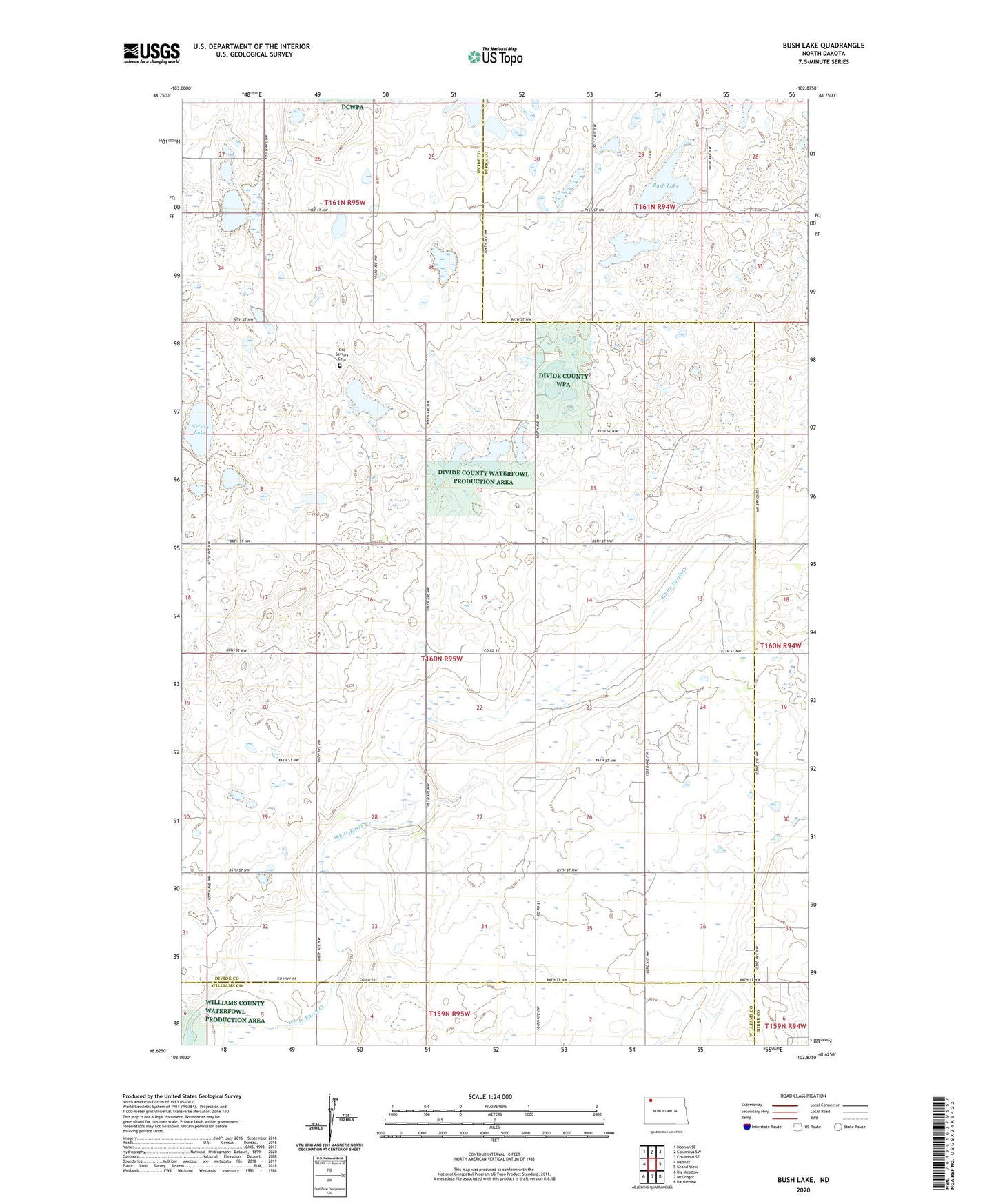 Bush Lake North Dakota US Topo Map Image