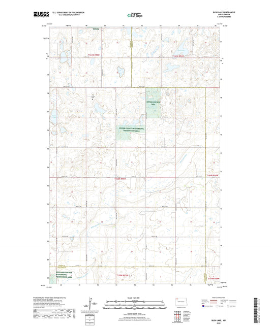 Bush Lake North Dakota US Topo Map Image