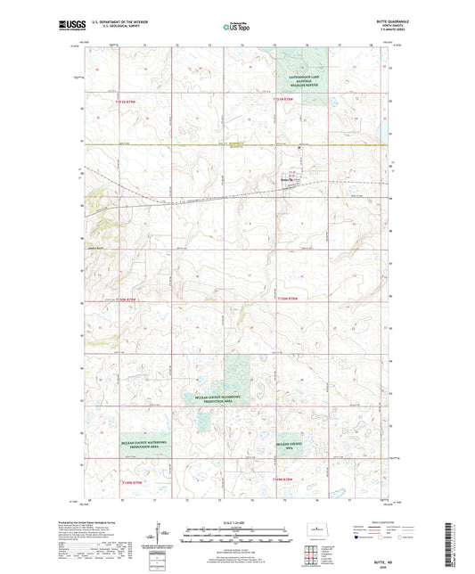 Butte North Dakota US Topo Map Image