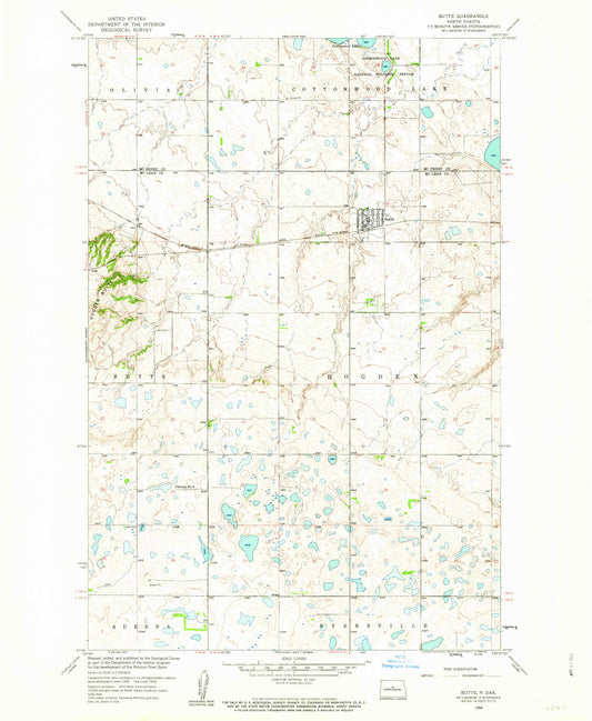 Classic USGS Butte North Dakota 7.5'x7.5' Topo Map Image