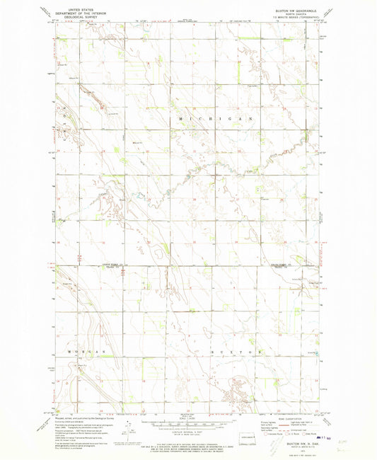 Classic USGS Buxton NW North Dakota 7.5'x7.5' Topo Map Image
